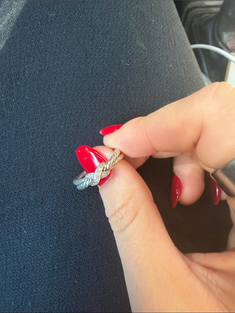 David Yurman Two-Tone Cable Knot Ring with Pavé